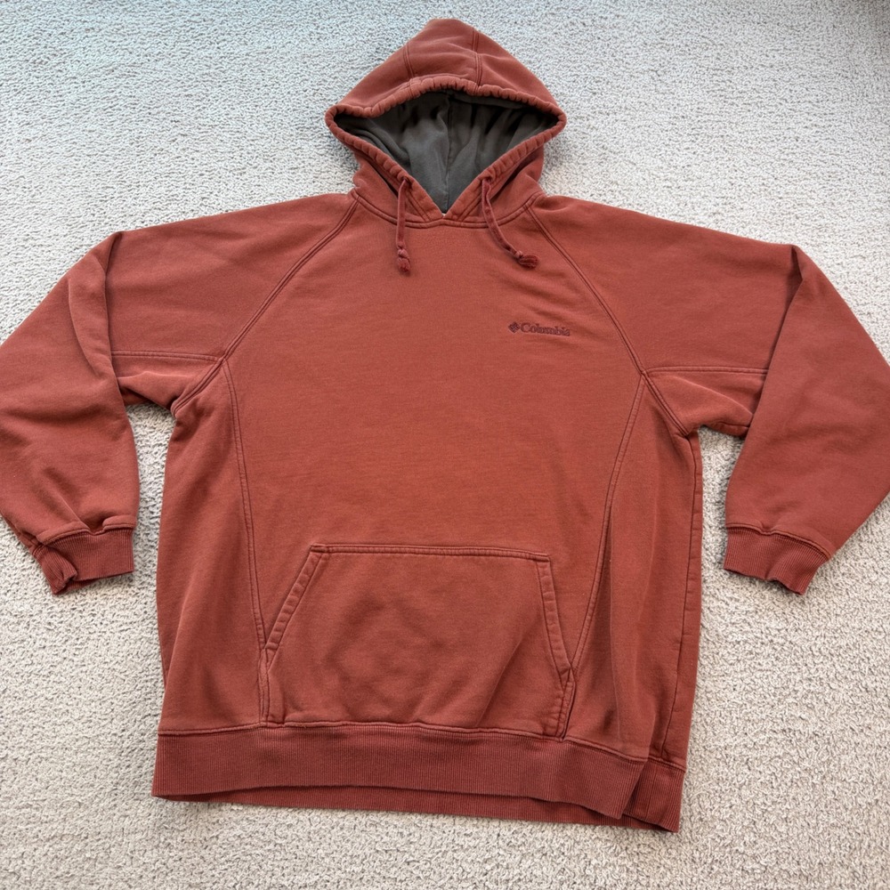 Columbia Sportswear Mens Burnt Orange Raglan Pullover Hoodie Large AM6314